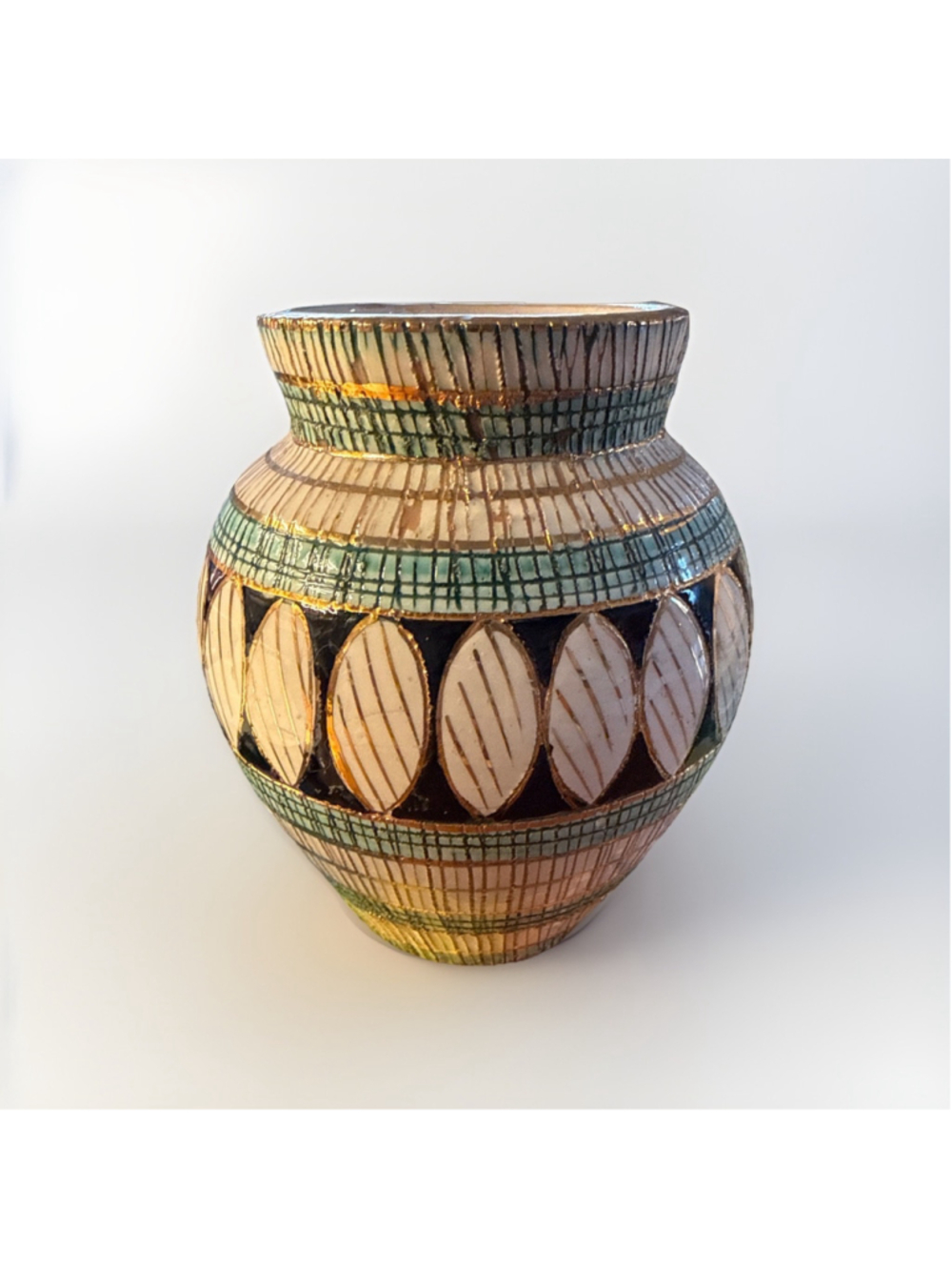 Vintage Formenton Italian Striped Numbered vase 60s / 4” Height, 3.25” Width - Picture 4 of 8